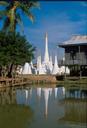 What a contrast -- another brilliant white temple we found on the edge of Inle Lake.